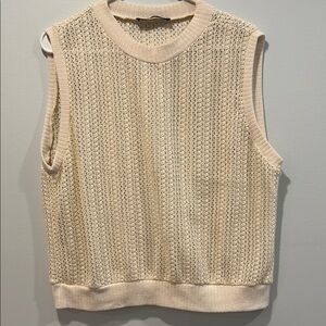 Cream Sleeveless Knit Sweater